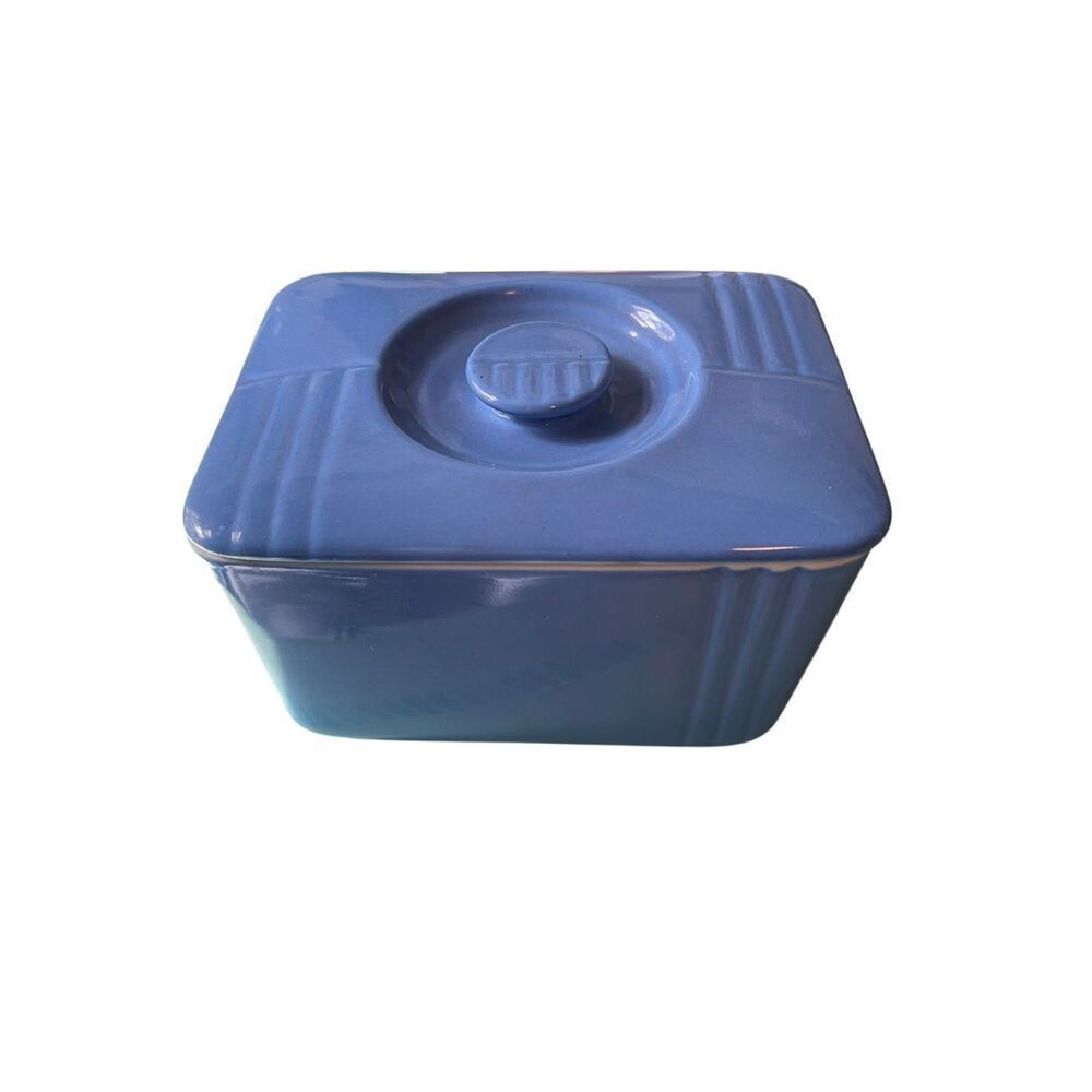 Hall Westinghouse Vintage Refrigerator Dish Delphinium Blue W/Lid 6x4x4